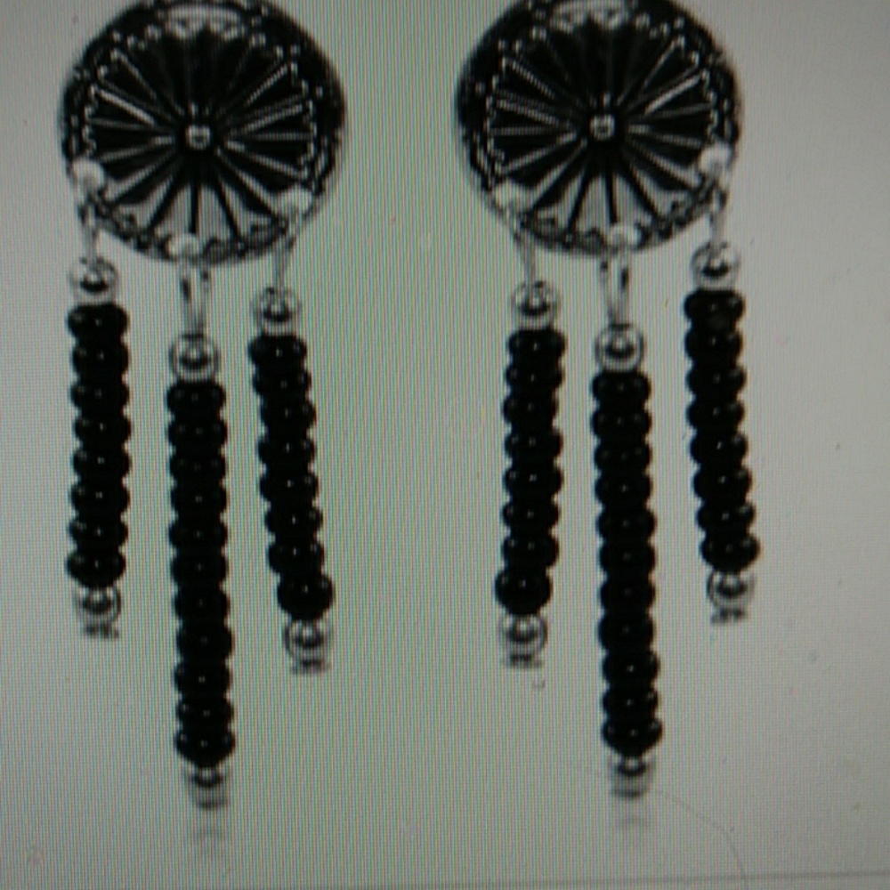 Nwt-*SALE*BLACK ONYX & STERLING EARRINGS 1-1/4"